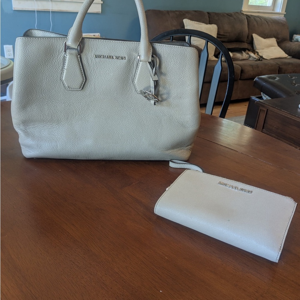 Michael Kors Gray Satchel with Signature MK Hardware